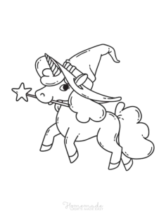 Unicorn With Wand Witches Hat Unicorn Coloring Pages Pdf, Free Vectors File